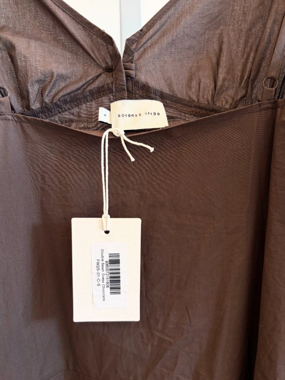Women’s Brown Midi Slip Dress with Spaghetti Straps - Picture 4 of 5